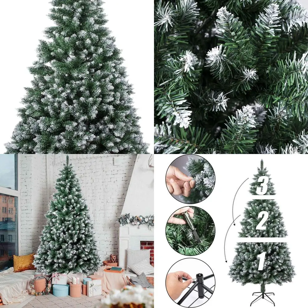 

7,5 футов 182 г., искусственная сосна со снежным замком и металлической подставкой для внутреннего и наружного праздничного декора