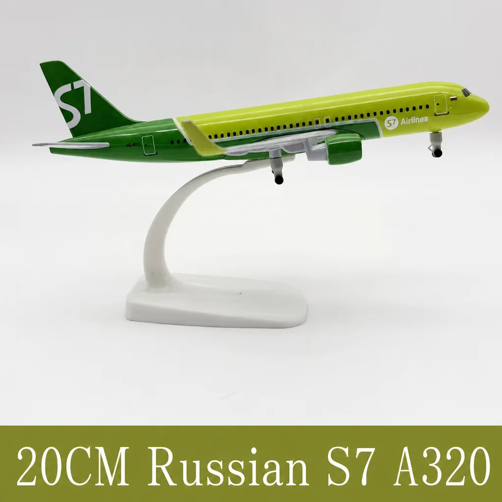 20cm Passenger Aircraft A320 Siberian S7 Airlines Metal Scale Airplanes Model With Stand Wheels Aviation Gift