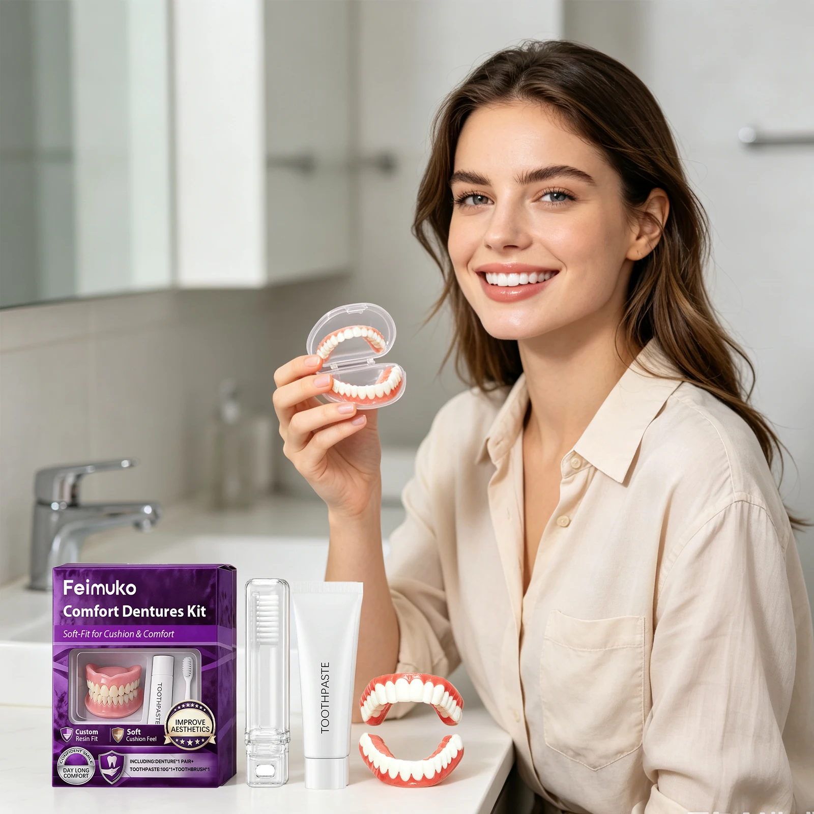 Denture Modification Set Comfort All Day Stable Wear Complete Oral Restoration And Maintenance Kit For Daily Smile Enhancement