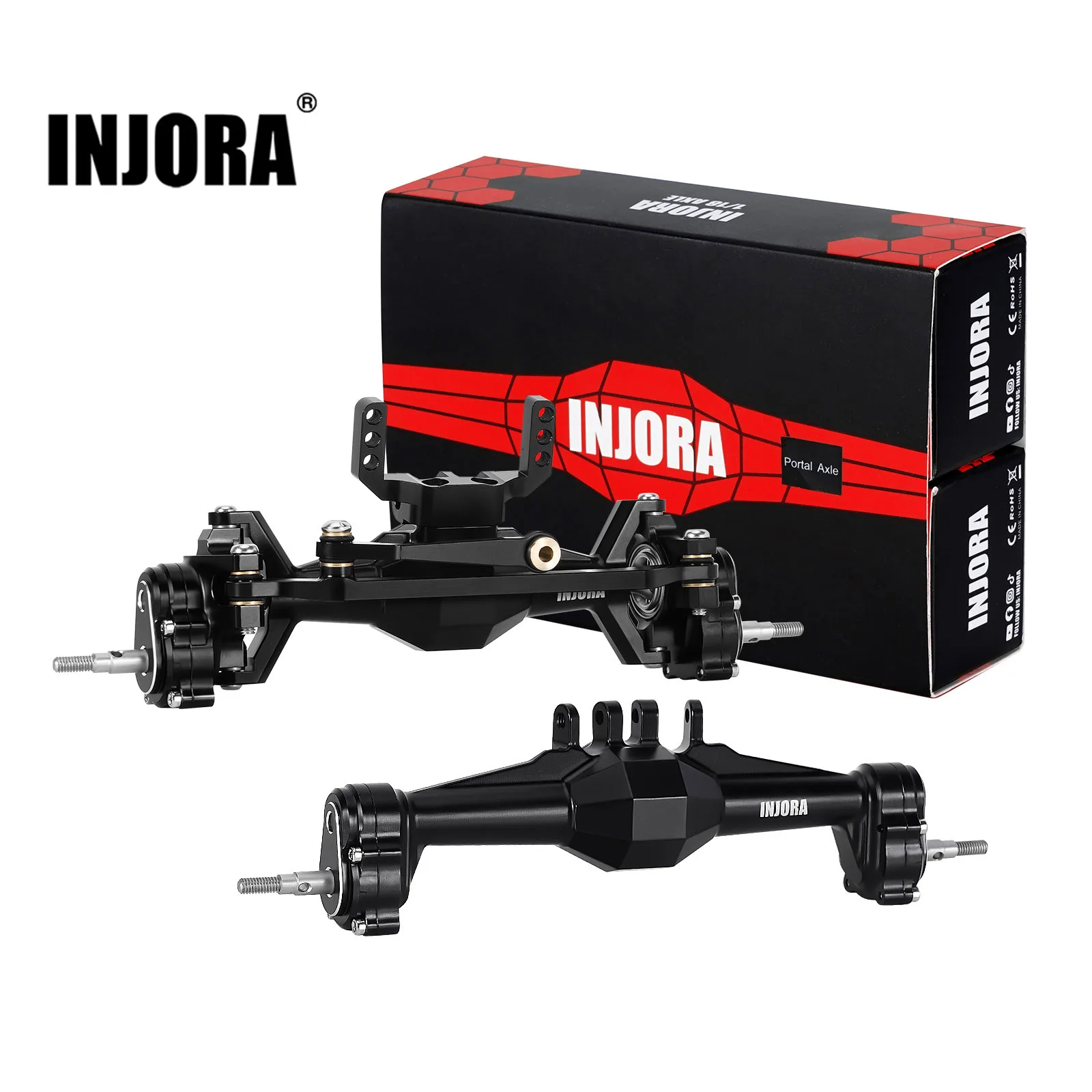 INJORA +5mm Diamond Portal Axles with Lay Down Servo Mount & Links for 1/18 RC Crawler TRX4M