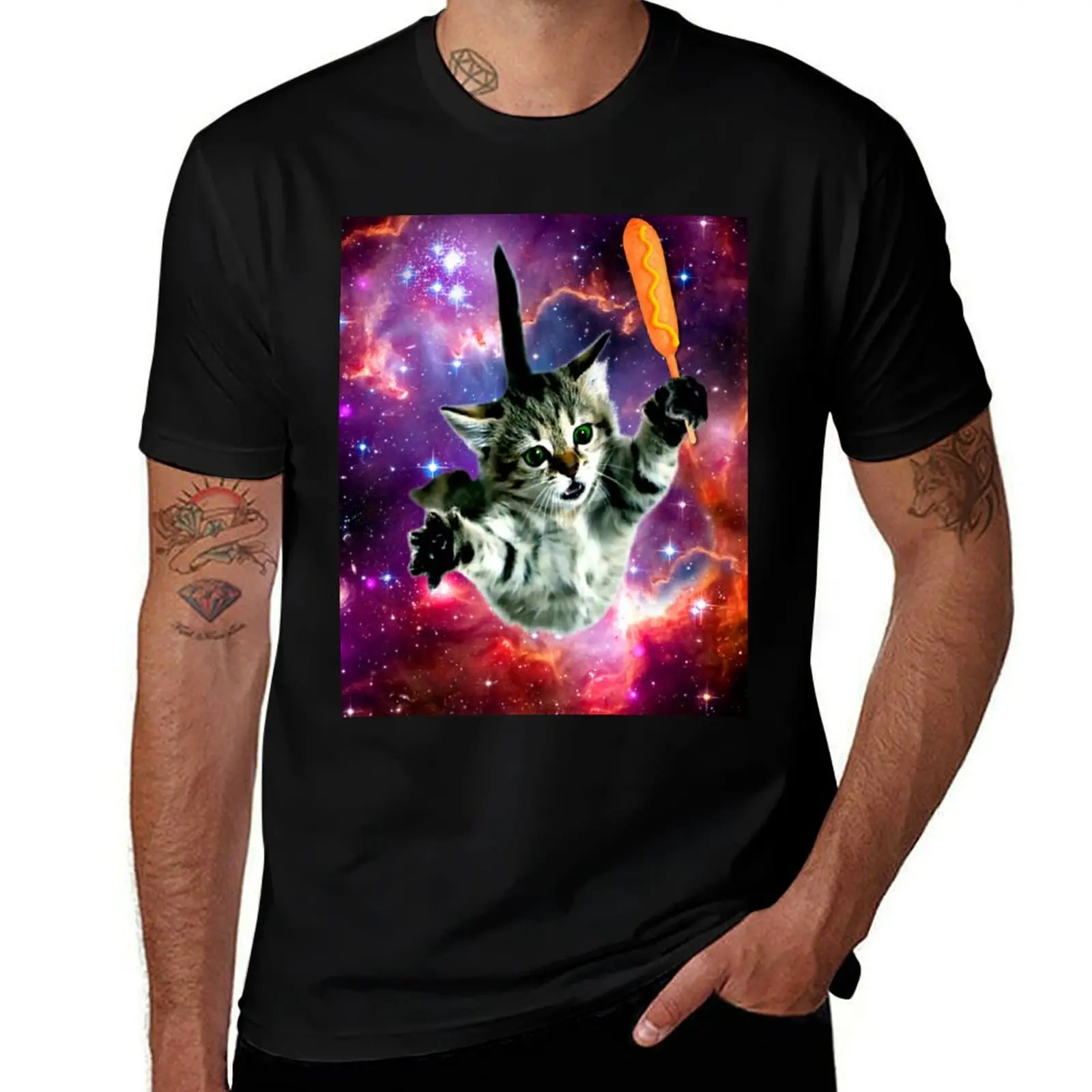 

Corn Dog Cat In Space T-Shirt custom t-shirts football t shirt oversizeds T-shirts oversize men clothings