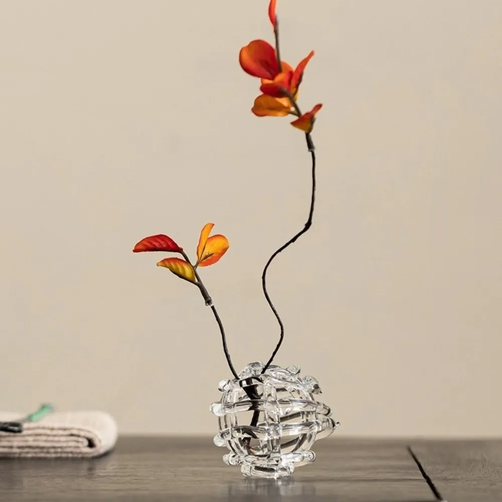 Creative Transparent Glass Ball Vase Zen-Inspired Design Unique Handmade Art Vase Minimalist Flower Vase Tea Ceremony