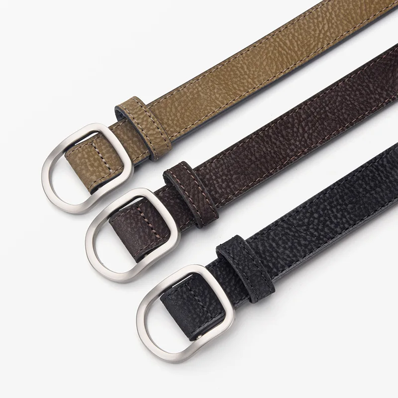 D-type non perforated belt with no holes, women's decoration, niche design, jeans belt with Korean version, women's belt