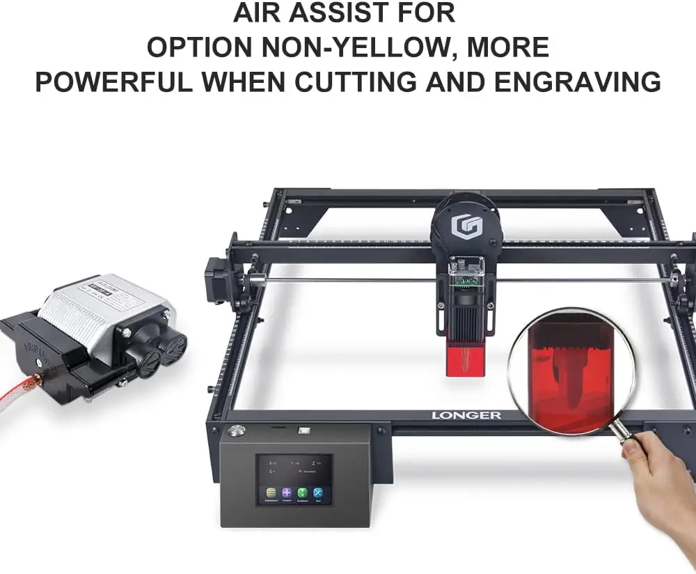 Longer Cut Engraver Air Assist Kit with Air Pump, Upgrade Switch Button, for Ray5 10W Laser Engravers
