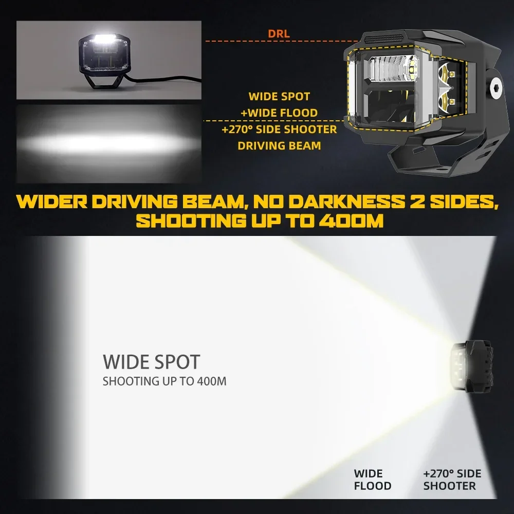 72W LED デュアルカラー作業灯 車用オートフォグドライビングライト トラック SUV ATV用