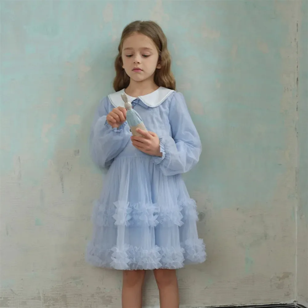 

Cute Flower Girl Wedding Dress Sweet Bow Long Sleeves Little Girl Birthday Party Banquet Dress Customized