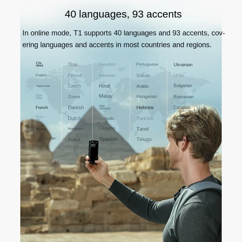 TimekettleT1 مترجم ذكي غير متصل متعدد اللغات سفر الأعمال إلى الخارج في الوقت الحقيقي جهاز تعقب GPS الذكي لتحديد المواقع