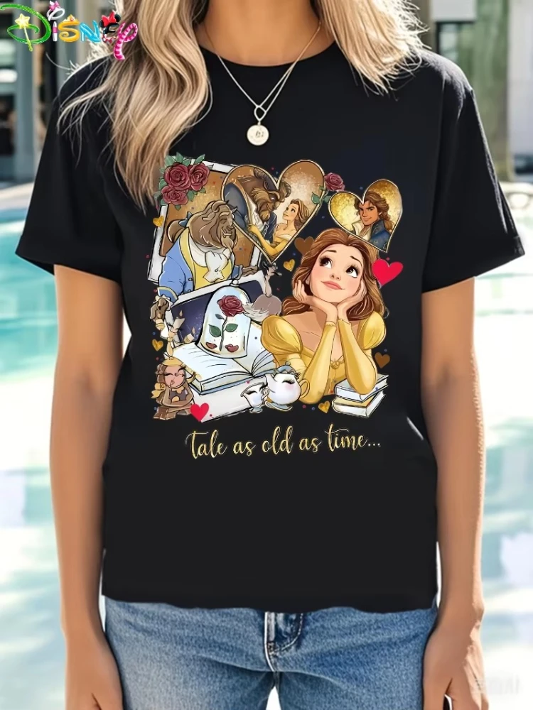 

Disney 2026 New Beasts and Princesses Belle and Beasts Storybook Graphic Print Unisex Crew Neck Relaxed Plus Size Short Sleeve