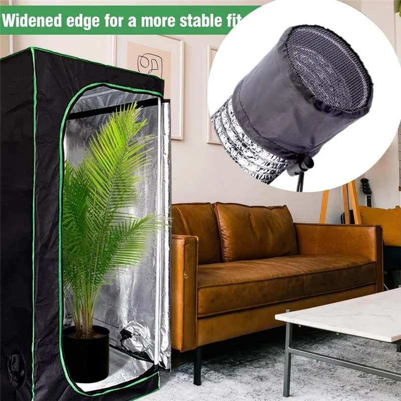 ABJI-Coperchio per canalizzazione flessibile per tenda da coltivazione di piante Copertura di sfiato 2 pezzi Filtro per condotto antipolvere per lavanderia in serra interna all'aperto