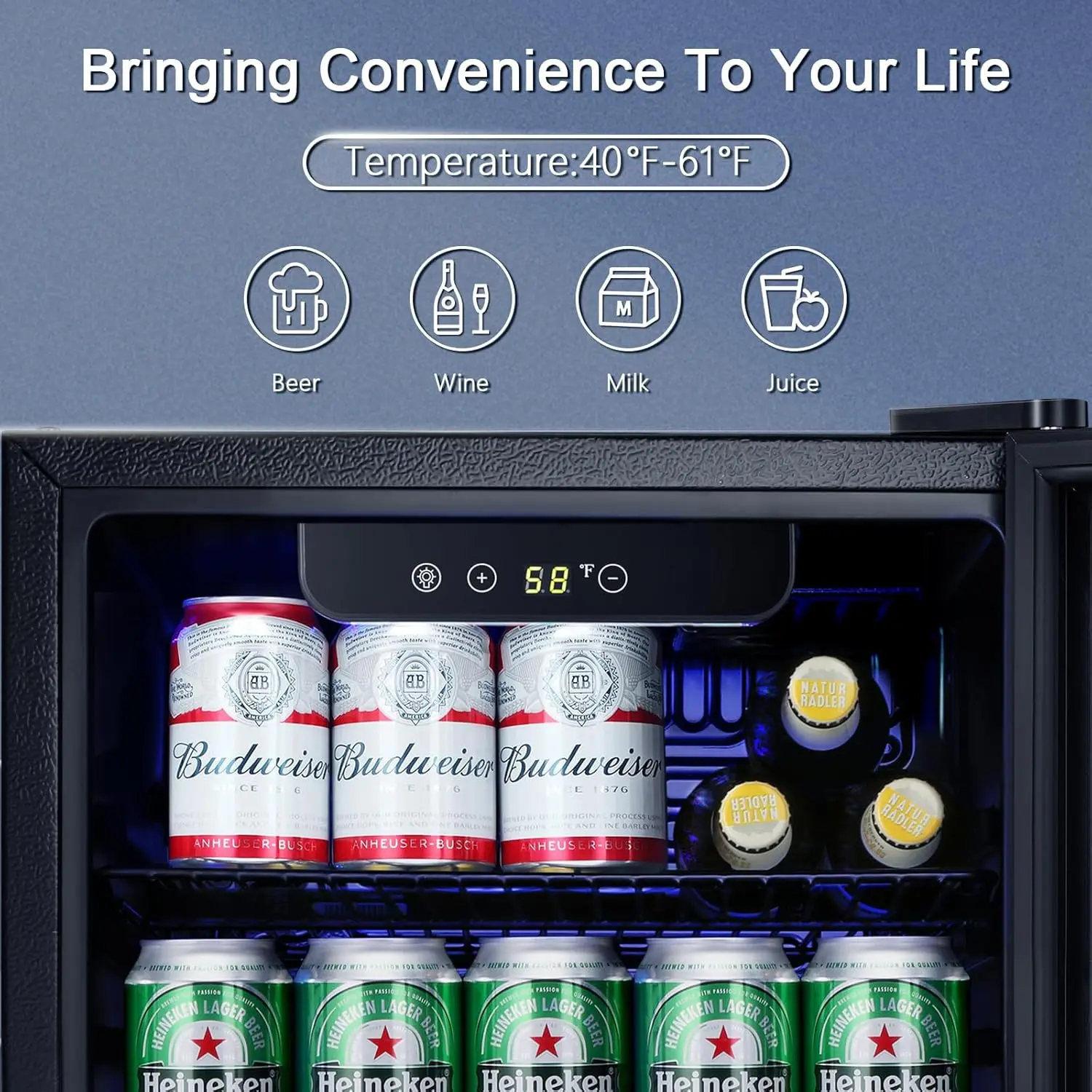 Star Beverage frigorifero Cooler-68 Can 16 Bottle Mini frigo per Soda Beer Wine Champagne, porta in vetro, distributore di bevande