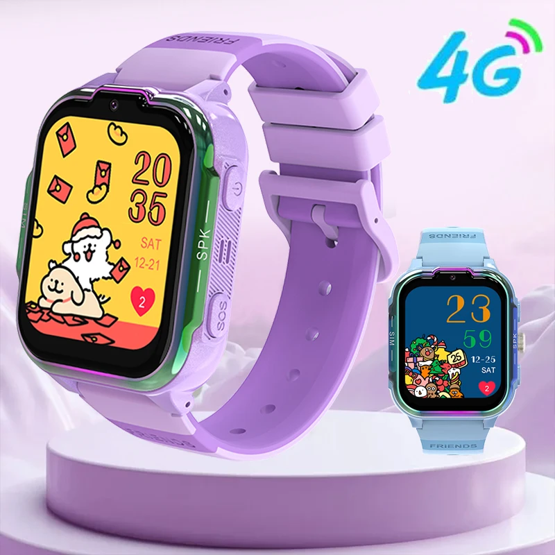 Kids 4G Smart Watch SOS GPS Location Tracker Sim Card Video Call WiFi Chat Camera Flashlight Waterproof Smartwatch For Children