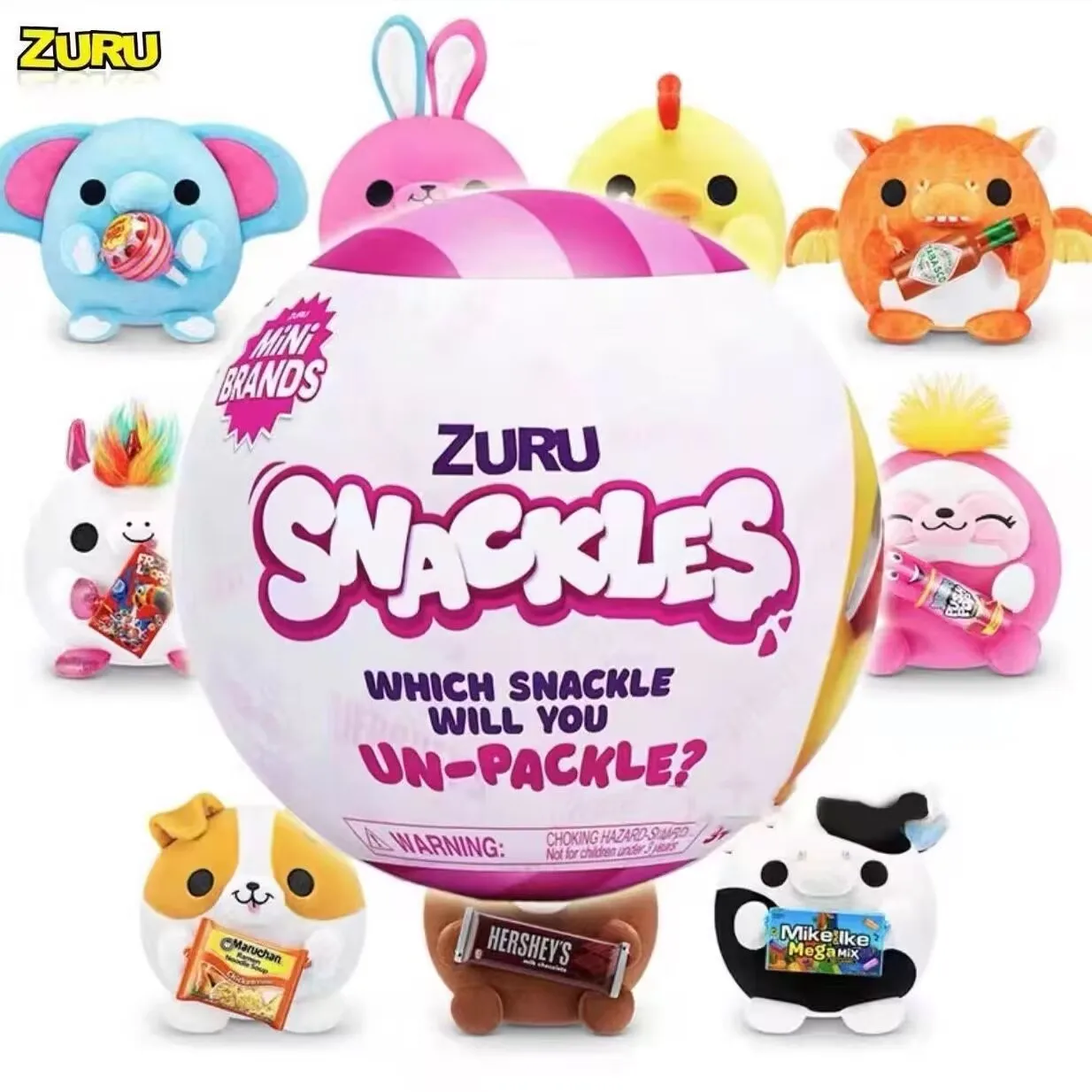 In Stock Surprise Doll Zuru Snackles Series 1 Super Soft Plush Snack Brand Cute Bear Comic Sticker Toys Gifts For Boys Girls