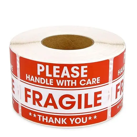 

250/500/1000Paste/Roll Fragile English Warning Label Sticker Copper Plate Adhesive Anti-Tamper Fragile Item Warning Stickers