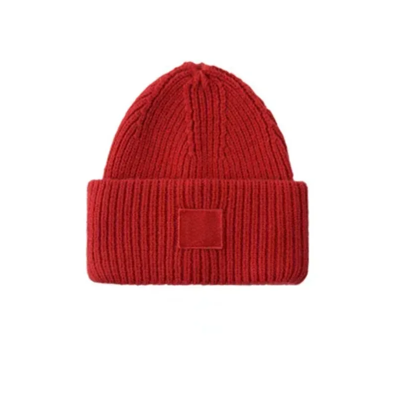 قبعات الموضة للجنسين المرأة الخريف والشتاء التيار المتناوب الوجه المبتسم الأرنب الصلبة محبوك طبقة مزدوجة استوديو الدافئة الدافئة محبوك بيني #5