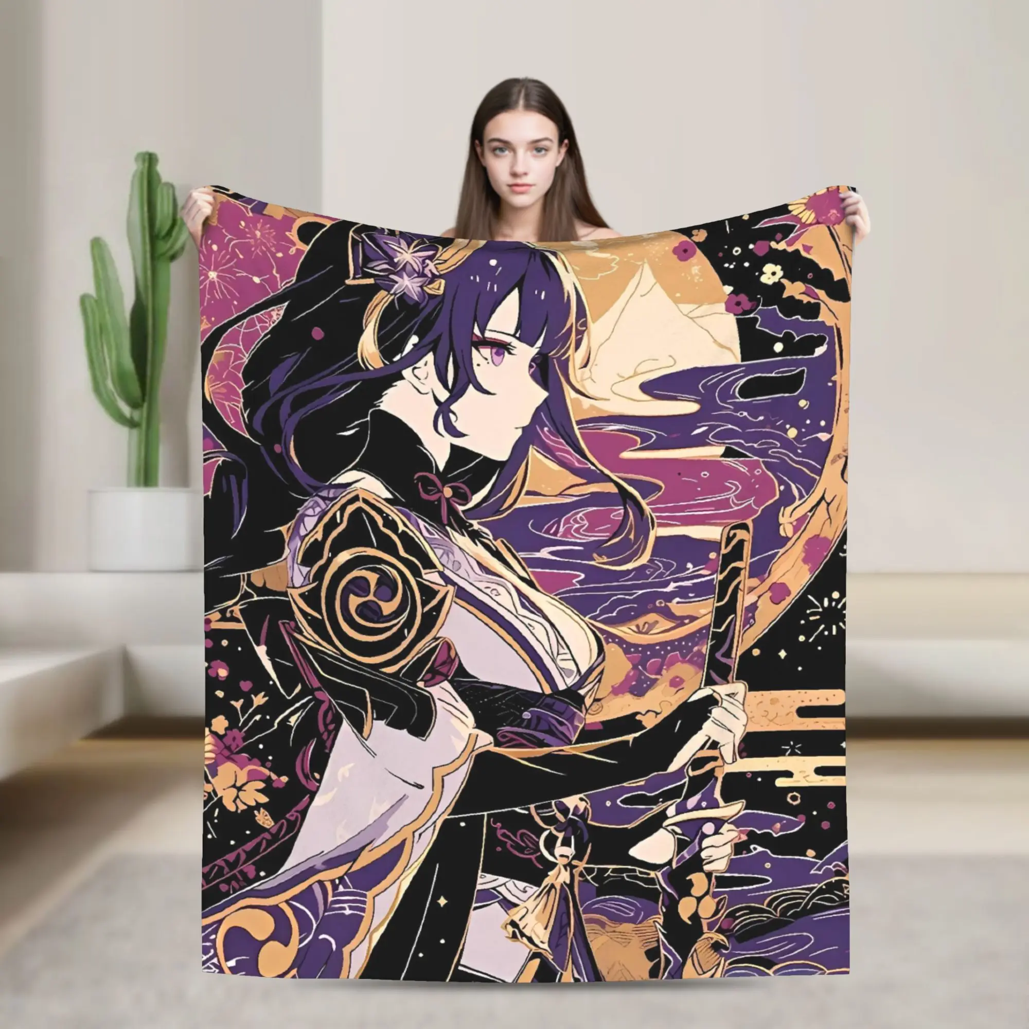 

Anime game Genshin Impact Blankets Super Warm Aesthetic Plush Bedding Throws For Home Decor Picnic Flannel Bedspread Bed Cover