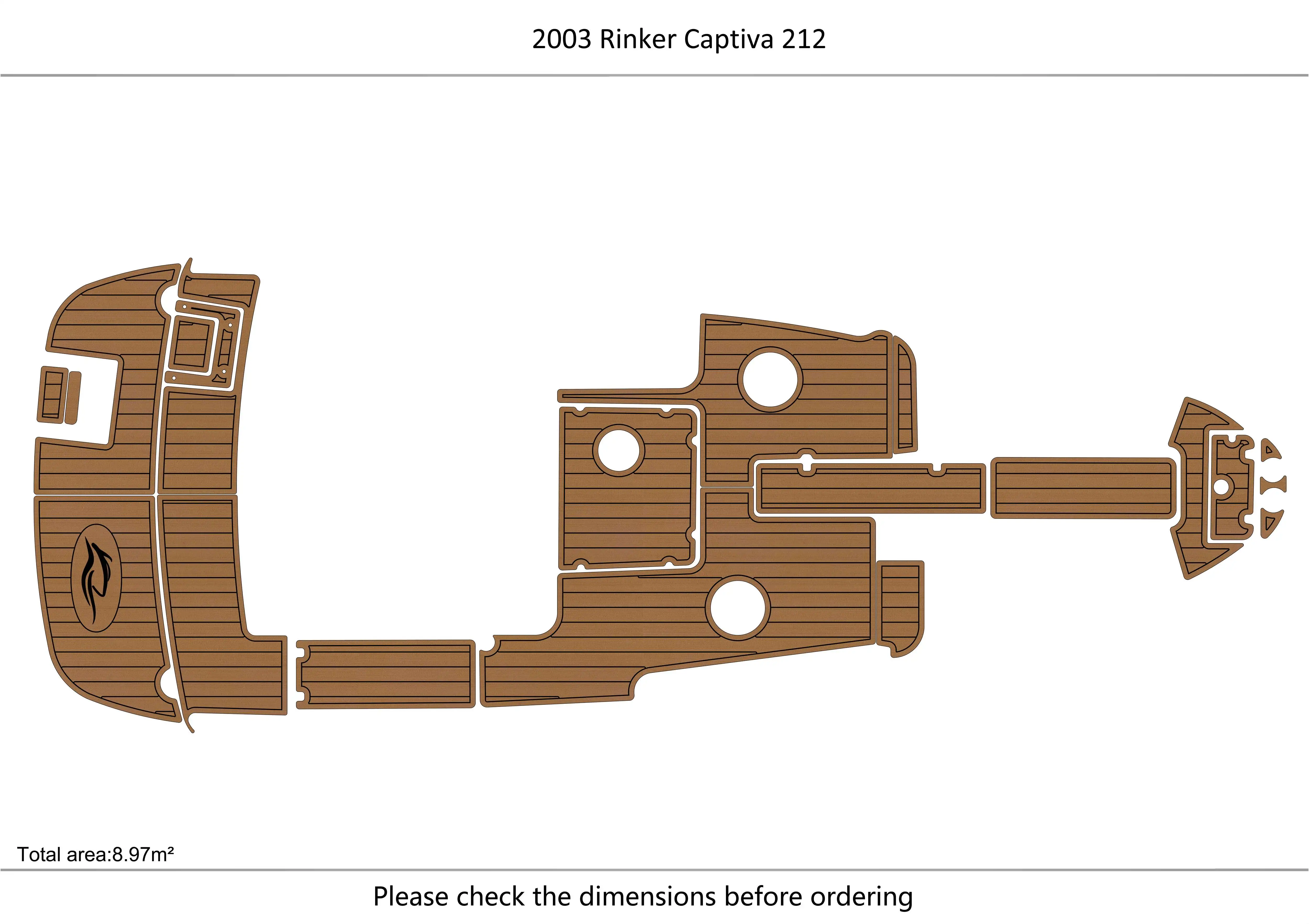 

2003 Rinker Captiva Cockpit &swimming platform 1/4" 6mm EVA fAUX TEAK carpet Water Ski Yacht Fishing Boat Non-slip mat floor