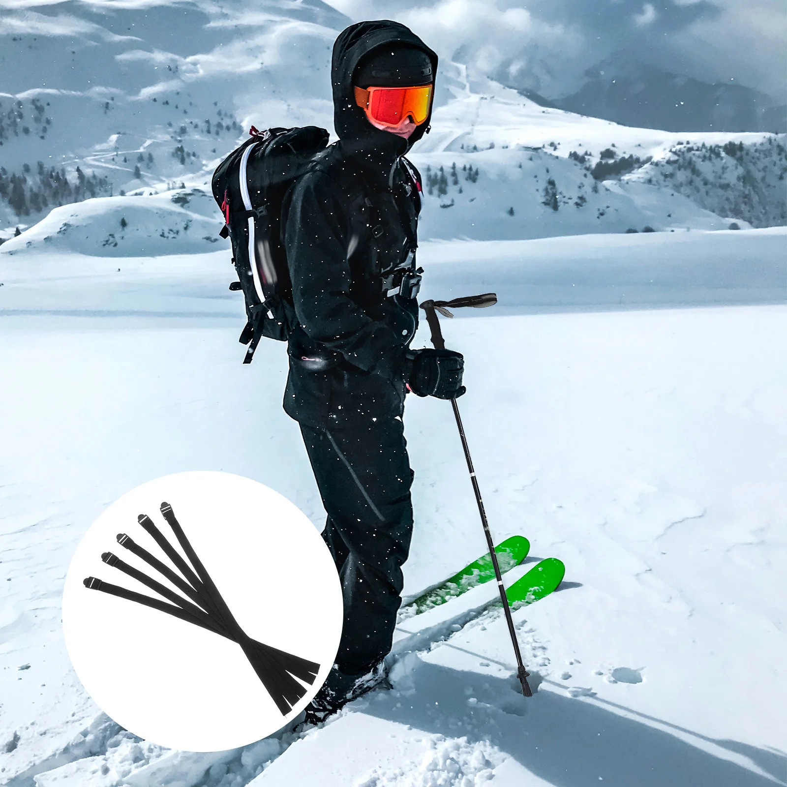 

5pcs Ski Pole Strap Compact Durable Design Holds Poles Securely Prevents Dropping For Skiers Outdoor Sports Camp Hiking