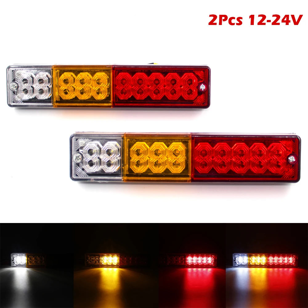 

2pcs 12V/24V 20 LED Car Rear Truck Tail Light Brake Stop Turn Signal Reversing Brake Warning Lamp Waterproof Caravans Campers