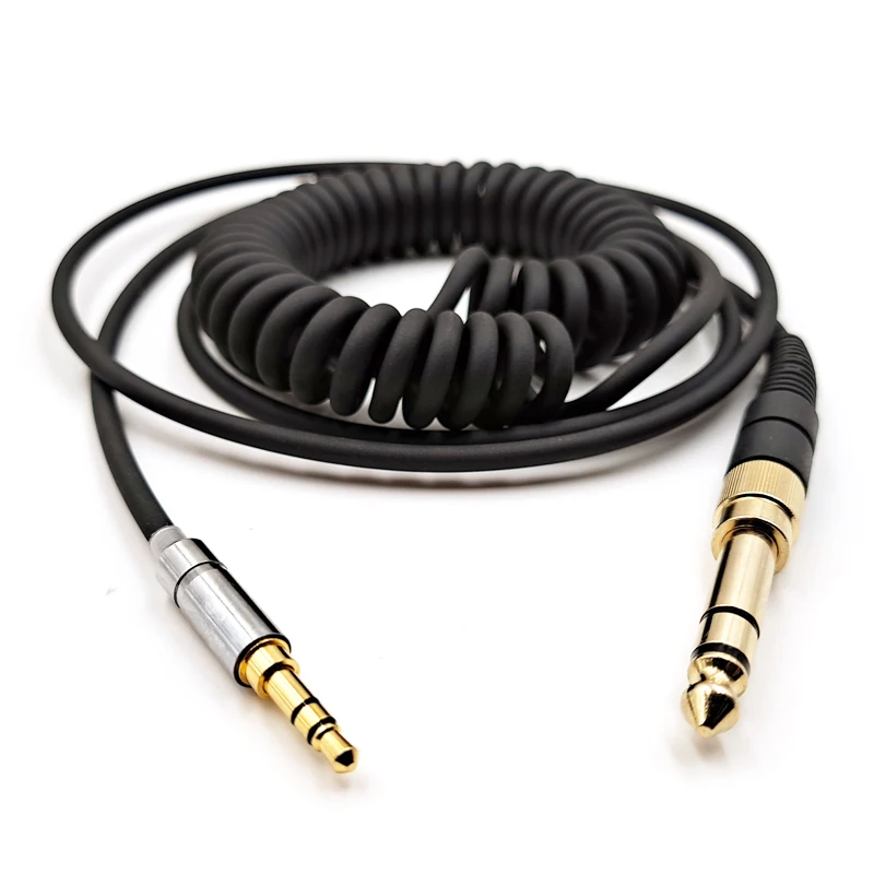 For SONY Philips Audio Technica MDR-1A 100ABN 1000X XM2 SHP9500 SR3 Replaceable 6.5mm Large Plug to 3.5mm Spring Headphone Cable