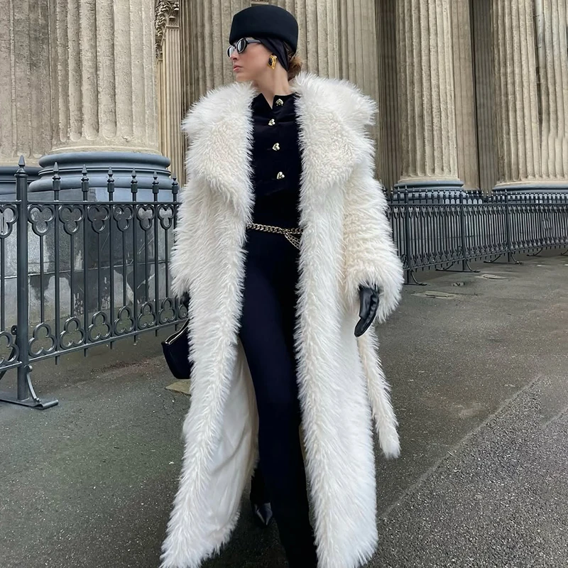 

Tornova Women Belted Long Faux Fur Coats Fashion Casual Plush Thickened Long Sleeve Fur Coat Autumn Warm Luxury New Lady Outwear