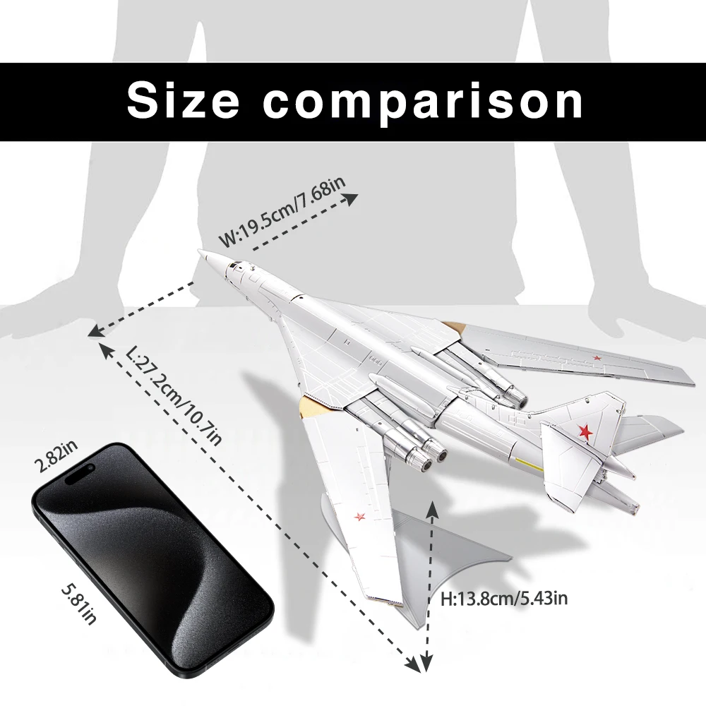 Piececool 3D Model Kits 1:200 Tu-160 Bomber Puzzle Metal DIY Toys Plane Jigsaw Creative Craft for Home Decoration Best Gifts