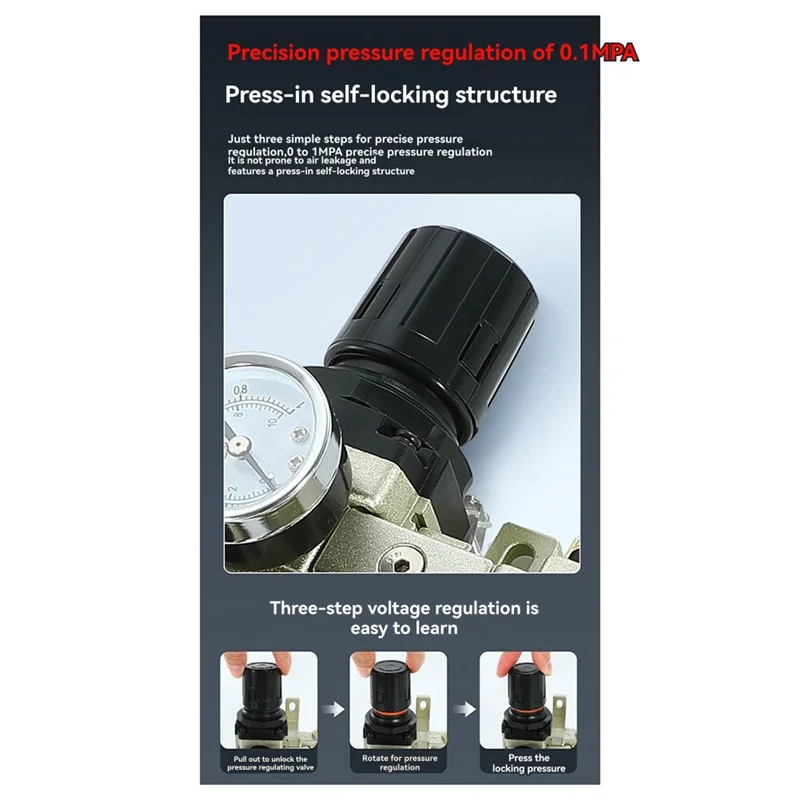 

ABAE-Pressure Regulator Water Filter AC3010-03 Compressed Air Aluminum Alloy Pressure Gauge