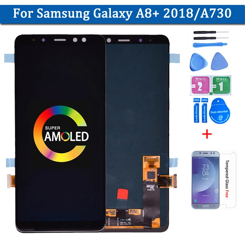 

Super Amoled Screen For Samsung Galaxy A8 plus A730 A730F LCD Display Touch Screen Digitizer Assembly for Galaxy A8+ 2018 Duos