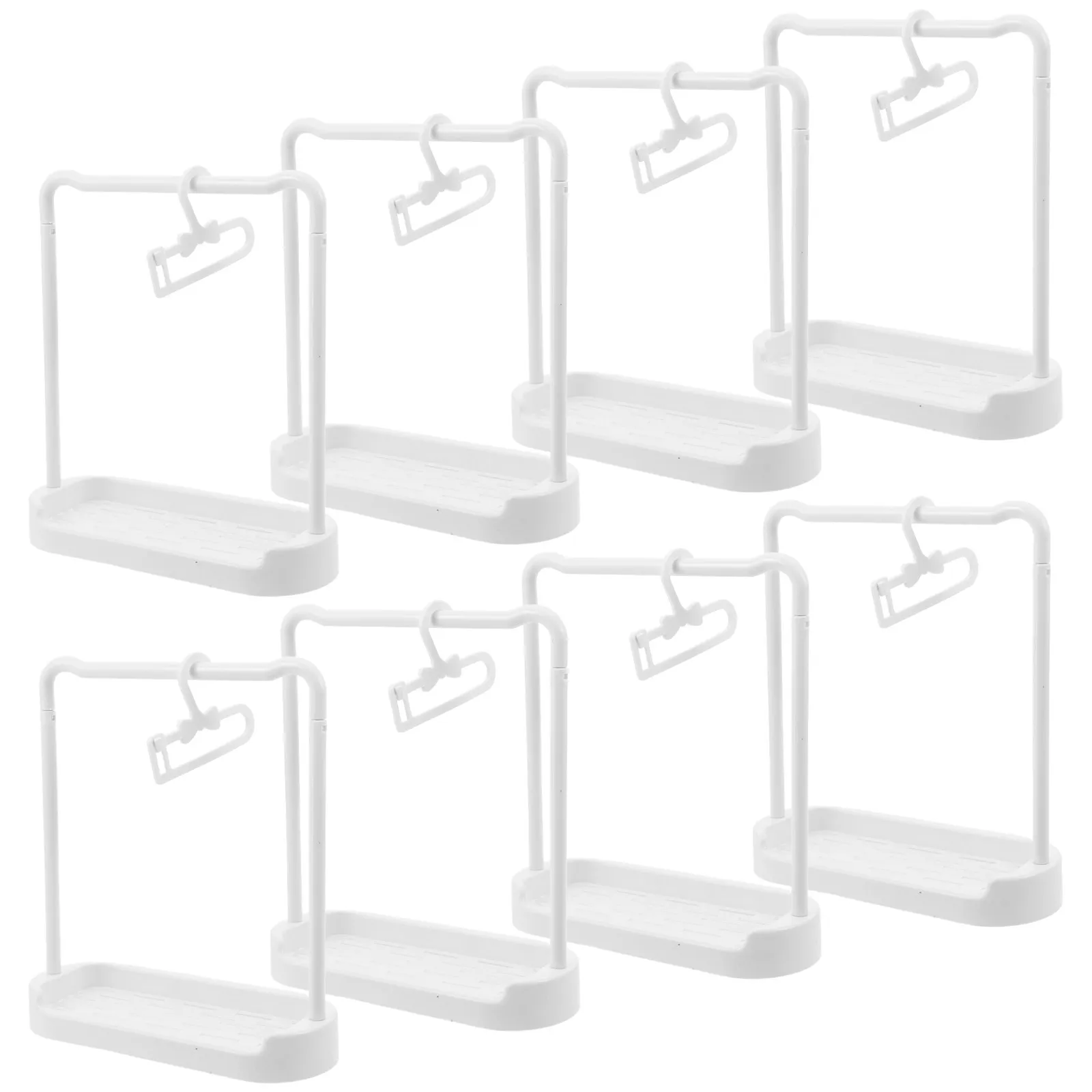 1Set Miniature Clothes Rack Playhouse Plastic Garment Hanger Compact Clothing Organizer Display Stand Storage Holder for Mini