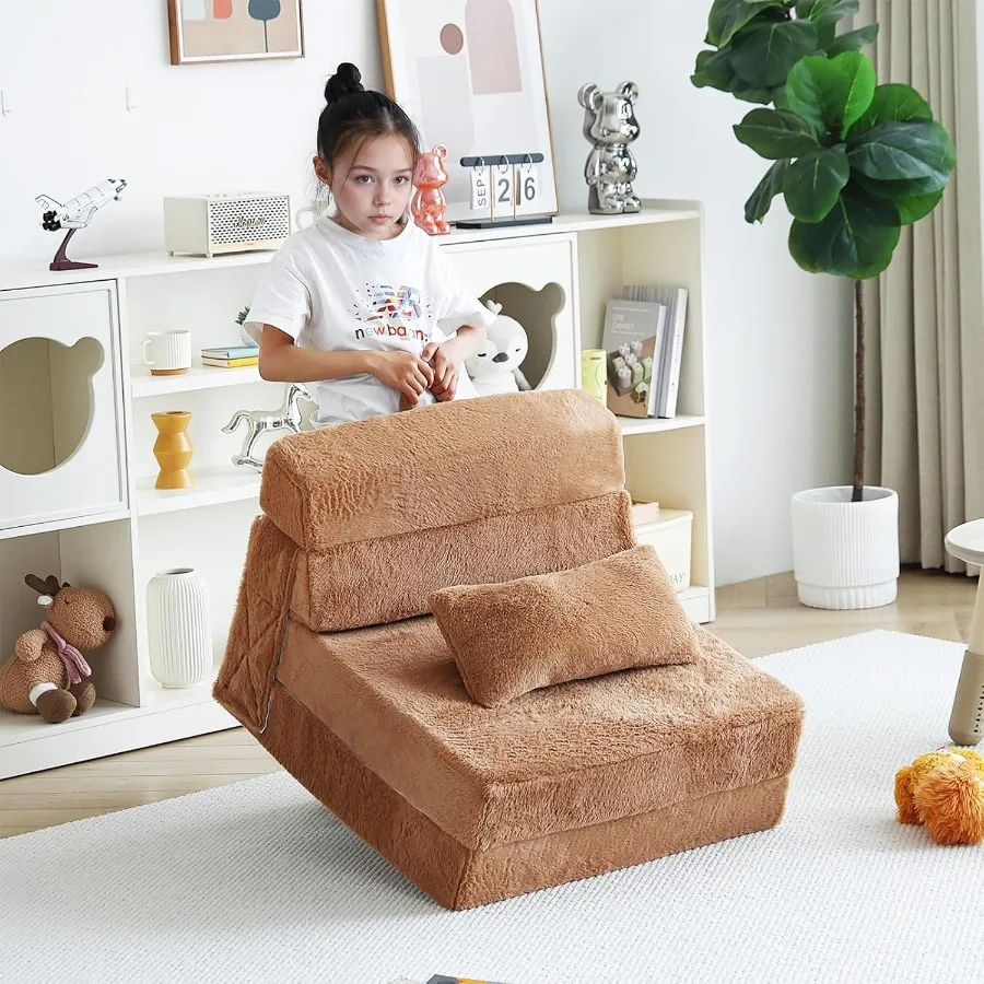 Divano letto pieghevole con materasso QuadFold e cuscino Divano in morbido peluche con borsa portaoggetti portatile Lettino convertibile per Playr