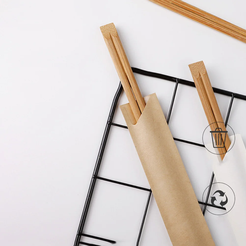 

100pcs Waterproof Disposable Chopsticks Bag Kraft Paper Bags Cutlery Packing Bag for Restaurant Travel BBQ Picnic Personal