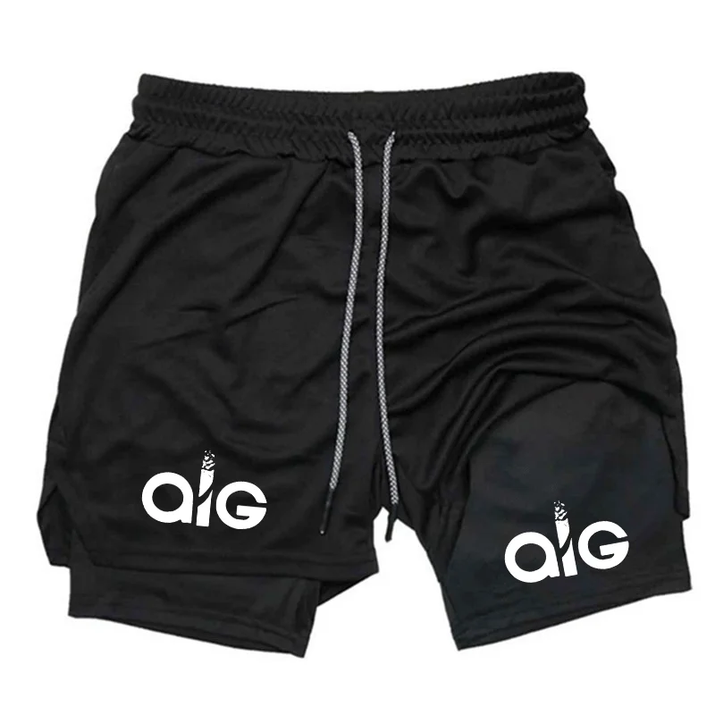 

Летние мужские шорты для бега, фитнеса и тренировок в зале, 2-в-1, спортивные шорты для быстрой сушки, для тренировок и пробежек, двойные.