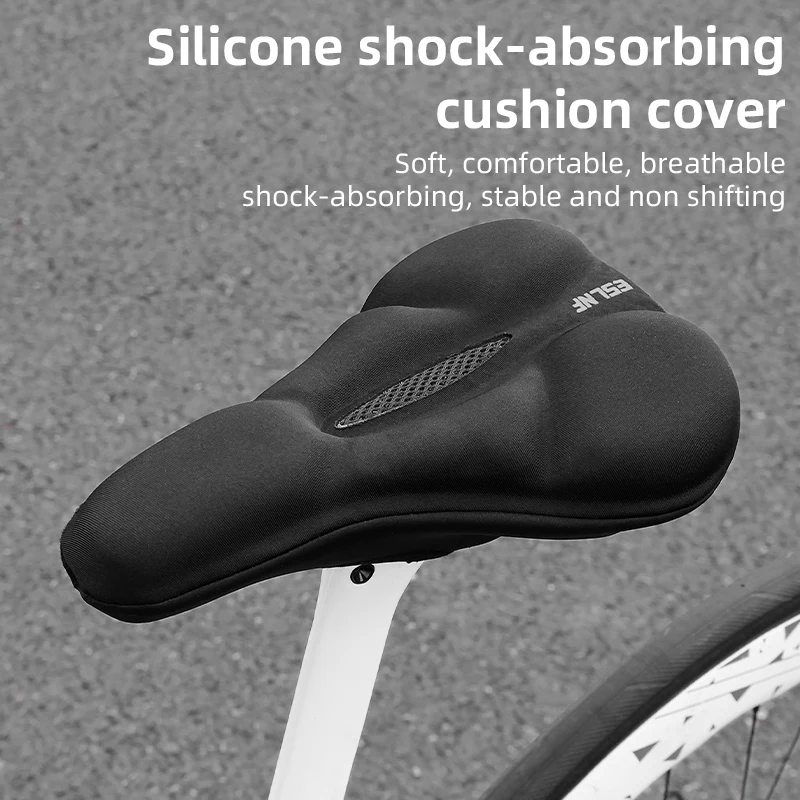 ESLNF Breathable Comfort Bike Saddle Cover - Rebound Silicone Foam Seat Cushion with Rain Cover, MTB Road Cycling Accessories