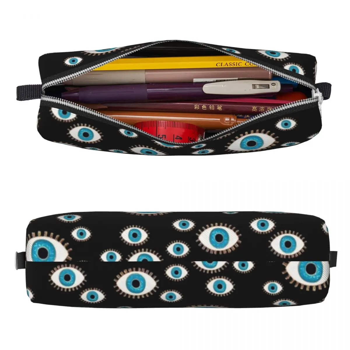 Fashion Pencil Case Evil Eye Print Pen Box Greek Mati Mataki School Pencil Cases Boy Girl Zipper Custom DIY Stationery Organizer