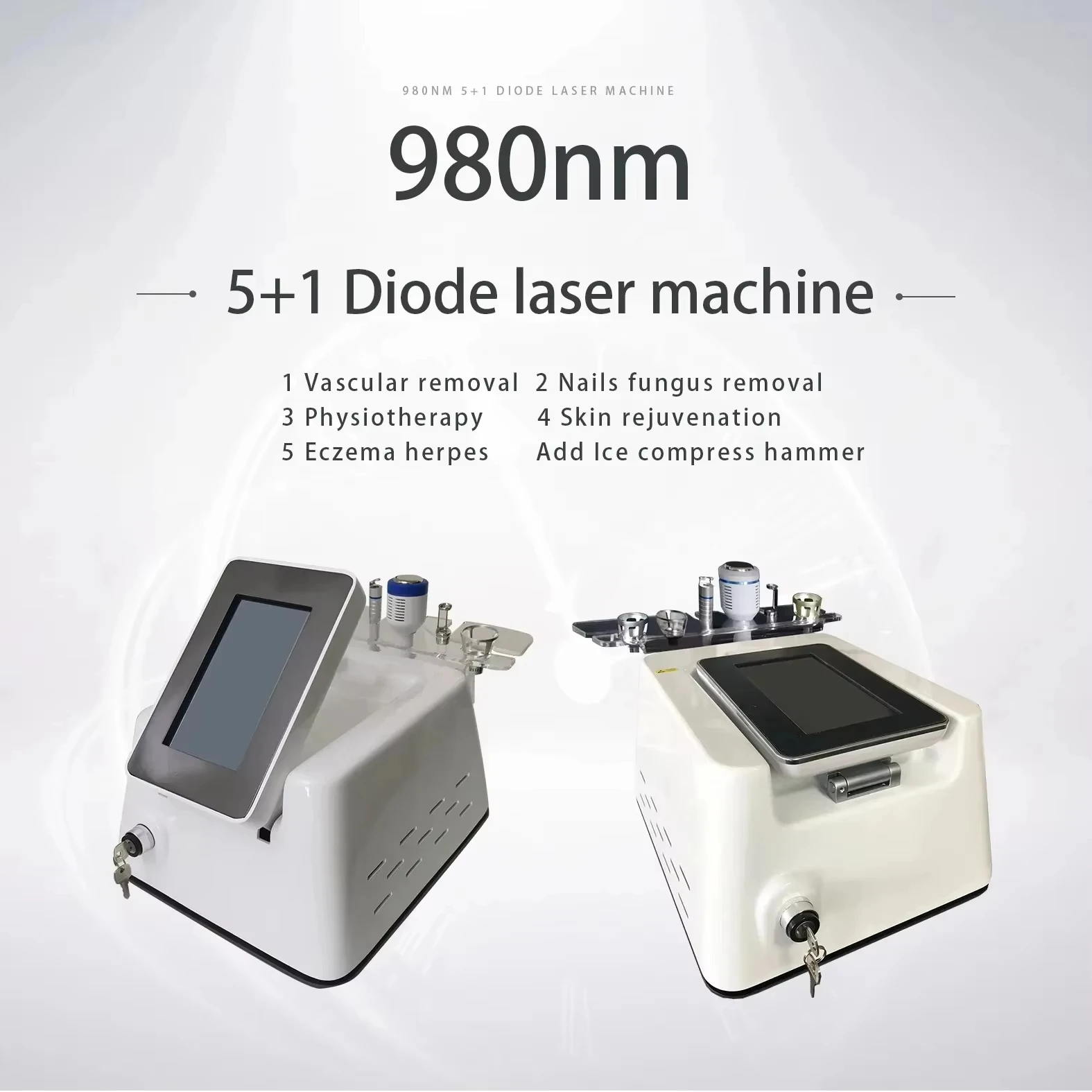 Dispositif de traitement des champignons des ongles, élimination des veines d'araignée, diode laser, onychomycose, veine vasculaire, diode laser, 980nm, approuvé CE, 5 en 1