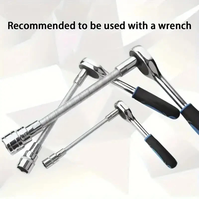 3-Piece Flexible Socket Extension Set – 1/4″, 3/8″ & 1/2″ Drive Articulating Extension Bars