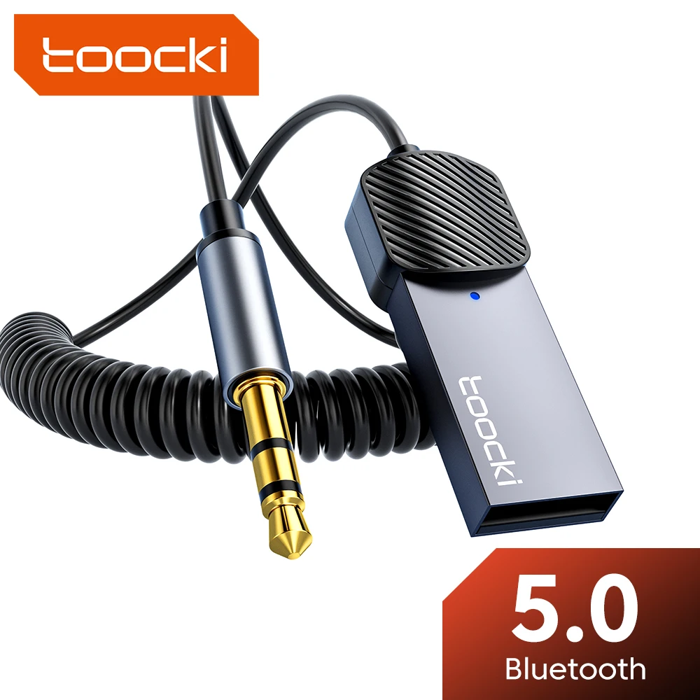 Toocki Aux Bluetooth Adapter Dongle USB To 3.5mm Jack USB Bluetooth 5.0 Handfree Aux Adapter For Car Audio Receiver BT Transmitt