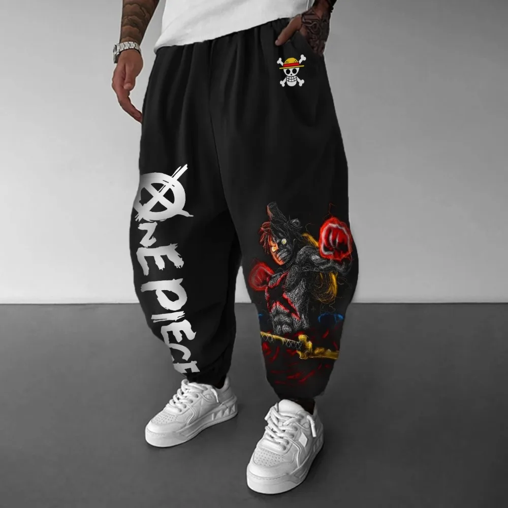 

ONE PIECE Men's Sweatpants Autumn and Winter New Retro Animation Loose Casual Gym Exercise American Drawstring Hip-hop Pants