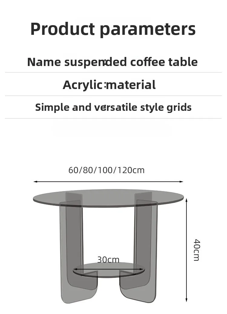 Mesa de centro de losa de roca para sala de estar, estilo crema minimalista de lujo, luz transparente acrílica italiana, pequeño apartamento