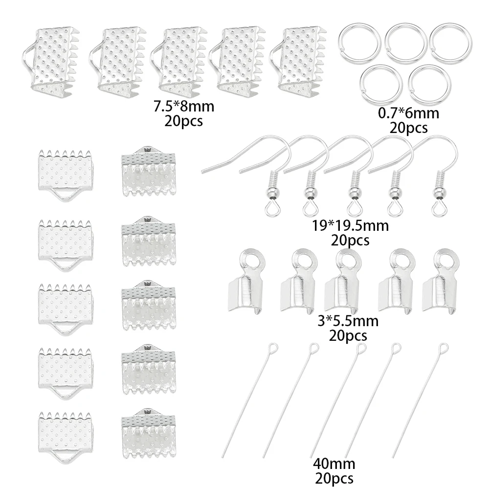 100pcs/Set 9 Pins Jump Rings Cord End Clasp Earring Hooks Crimp End Caps Connector Set for Earrings Necklace Jewelry Making image 5
