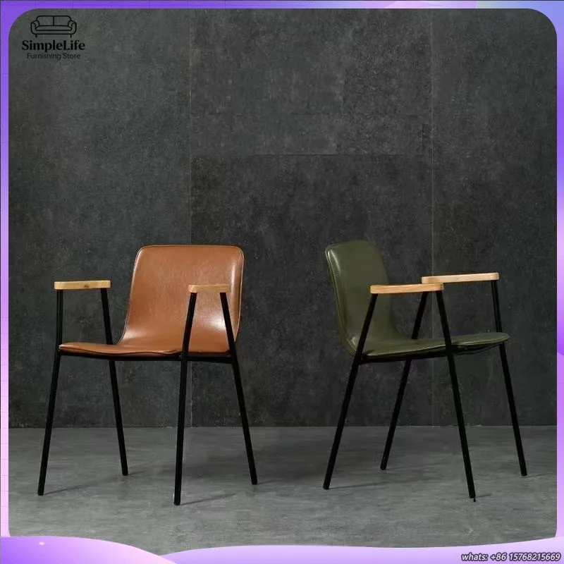 モダンな革製ダイニングチェア、メタルフレーム、北欧インダストリアルスタイル、背もたれのないバースツール、キッチン、リビングルーム、オフィス、カフェ用