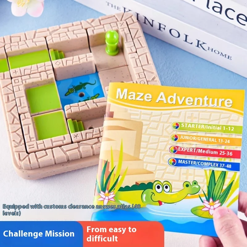 

Maze Adventure Tabletop Game, Spatial logic Crocodile Hu Rong Dao, Puzzle-Solving Game, Space Logic, Children's Toy, Gift