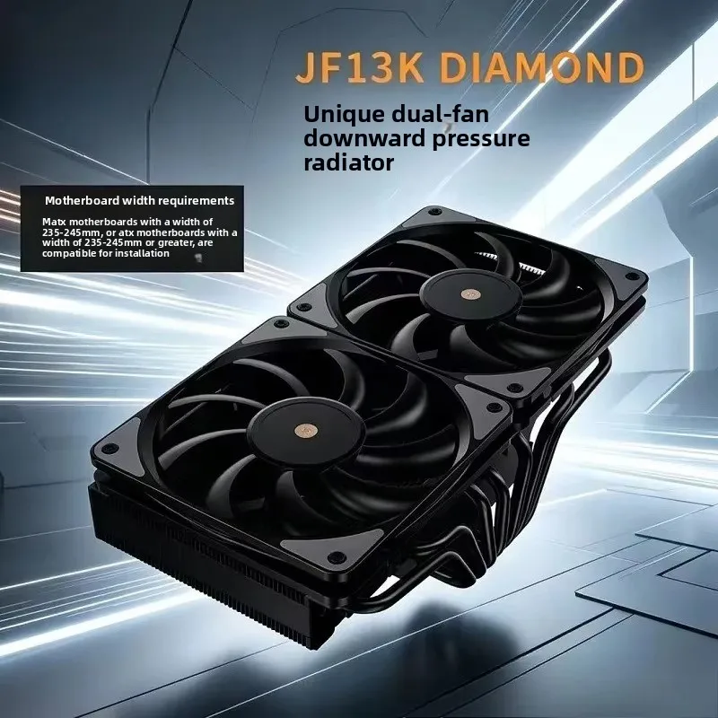 For JIUSHARK Nine Shark JF13K Push Down CPU Cooler 12CM Dual Fan 7 Copper Heat Pipes PWM ARGB Computer Radiator