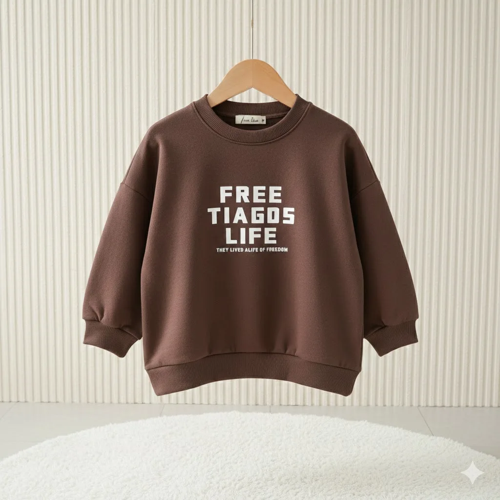 

SeasonSea Long Sleeve Crew Neck T-Shirt Letter Printed Comfortable Soft Boys Girls Daily Casual Spring Autumn Children Clothes