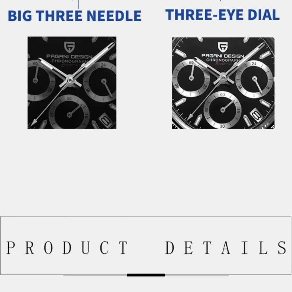 PAGANI DESIGN جديد 2025 العلامة التجارية الفاخرة 1963 ساعة رجالية كرونوغراف مقاوم للماء كوارتز ساعات رجالية ساعة عمل ساعات رجالي #5