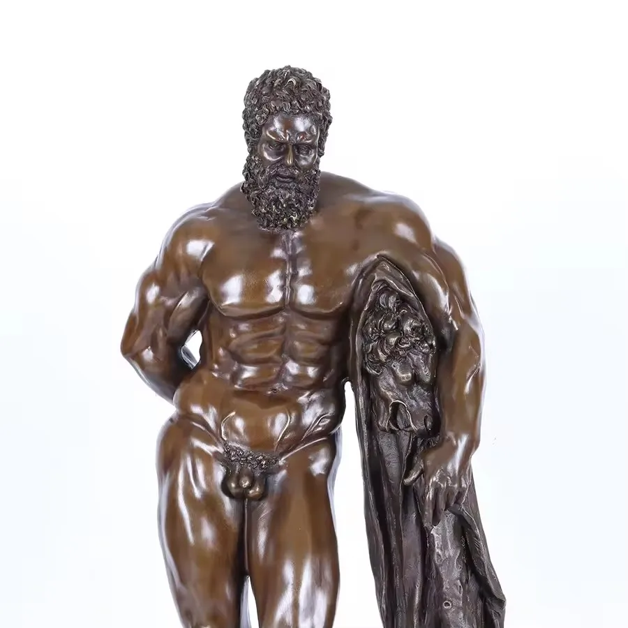 62cm Heracles Hercules Statue Sculpture Greek God Hero Art Hot Cast Bronze Nude Man Figurine Large Classy Home Decor