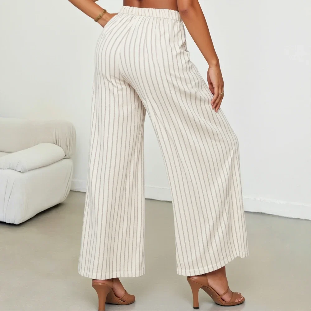 Broek Zomer Eenvoudige Basics Strepen Natuurlijke taille Enkel Losse pasvorm Casual broek voor dames