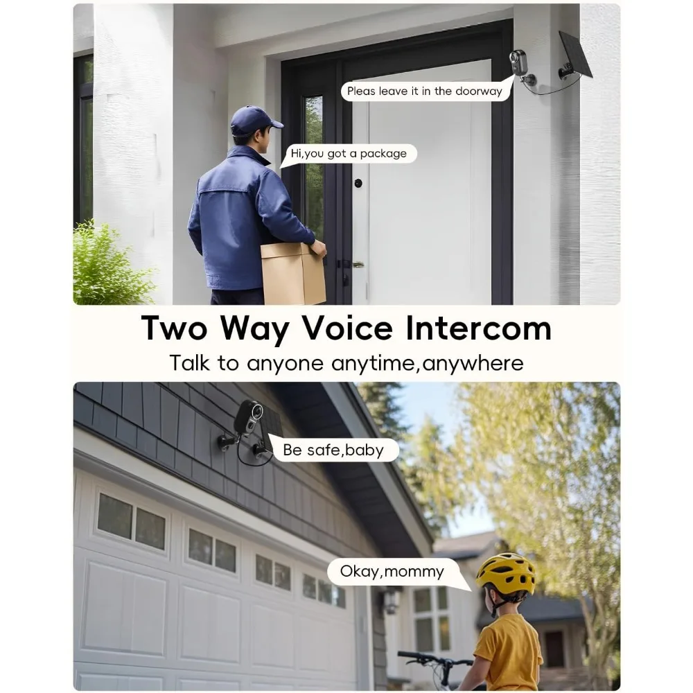 zonne-beveiligingscamera's draadloos buiten, 2 verpakkingen, zonnecamera buiten draadloos, 2,4 g wifi-batterijcamera, 3mp kleurennachtzicht