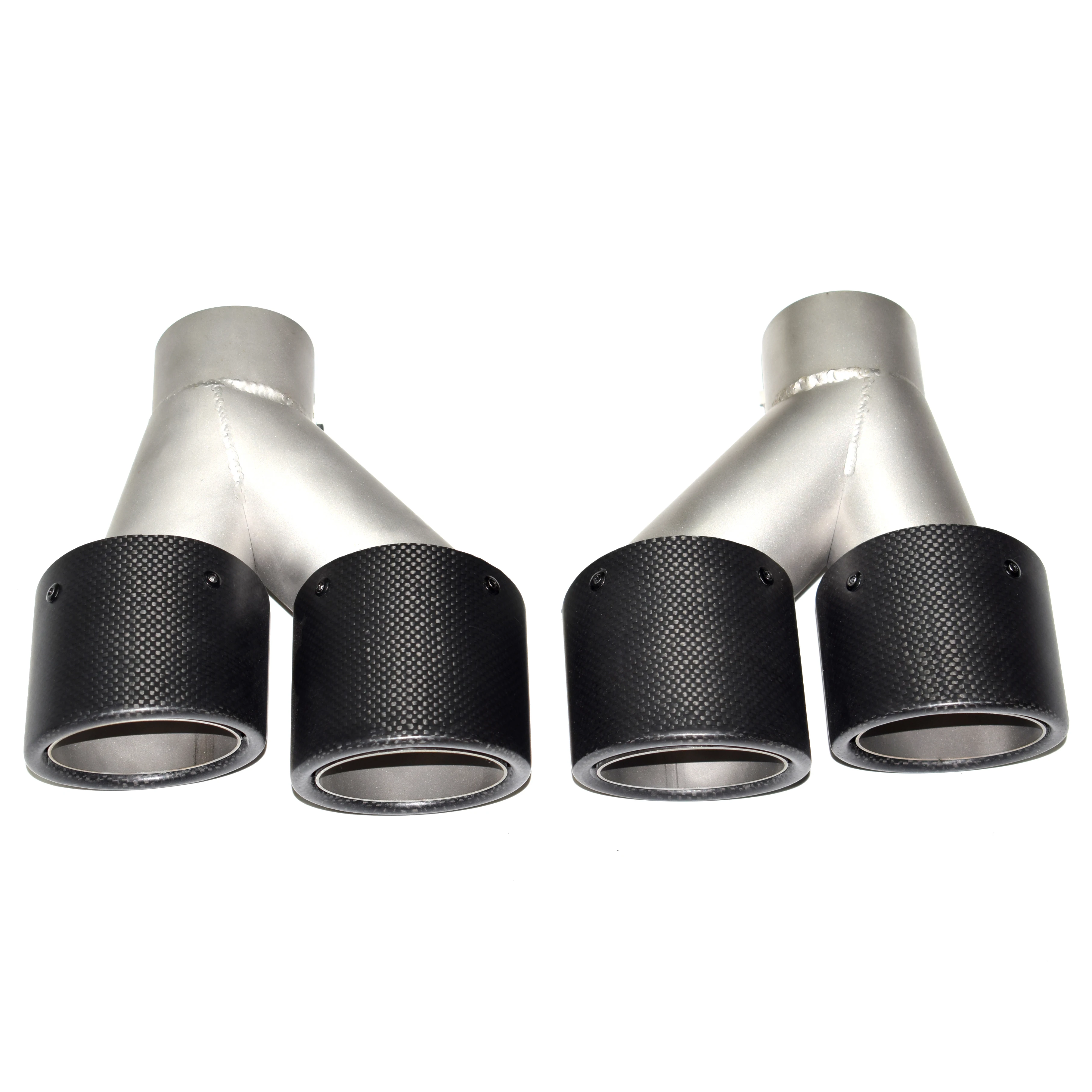 2 PCS Universal คาร์บอนไฟเบอร์ Dual ท่อไอเสีย 51 มม.ปลายท่อไอเสีย