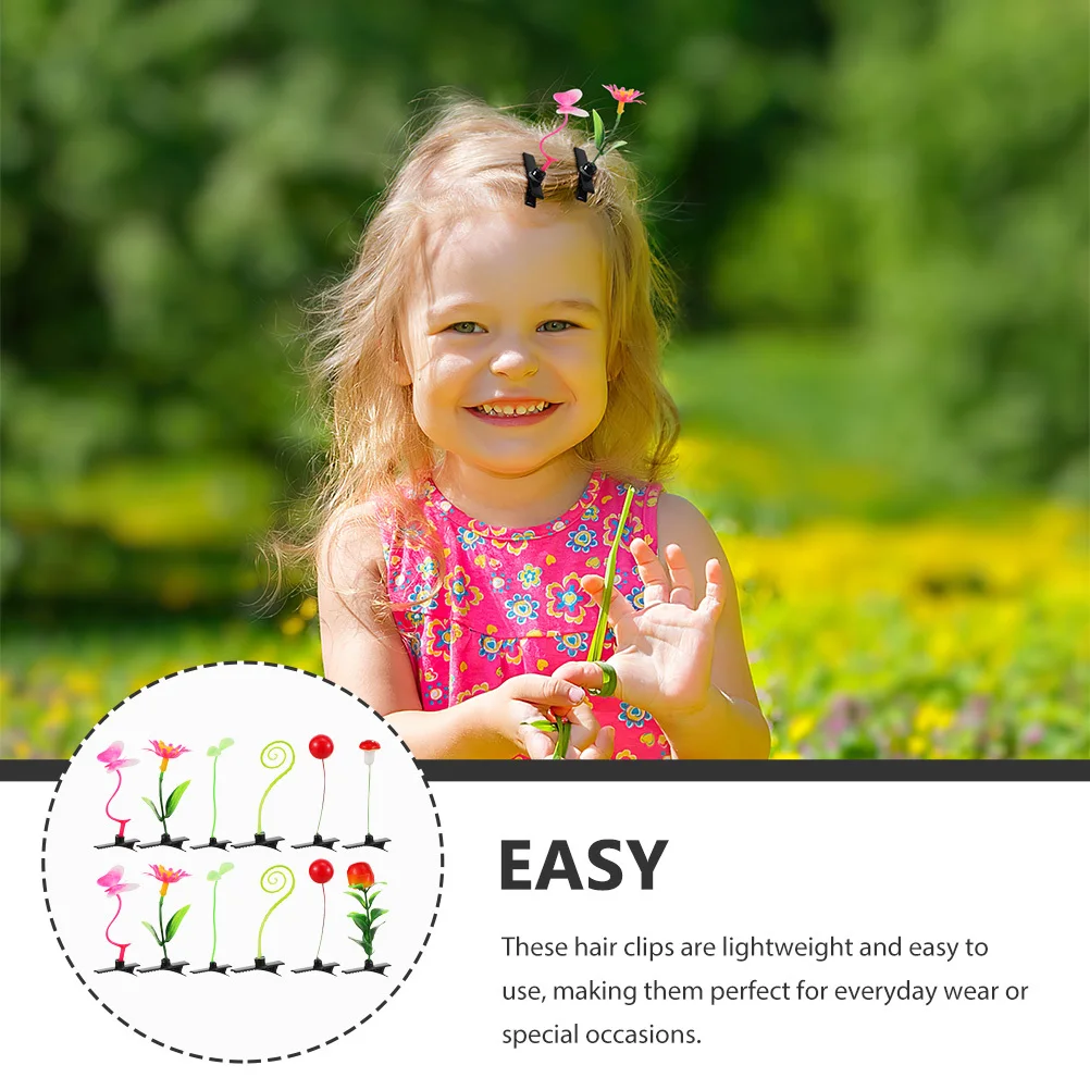 

12Pcs Simulation Plant Hairpins Realistic Girls Hair Accessories Lightweight Durable Bean Sprout Clips Festival Decorative