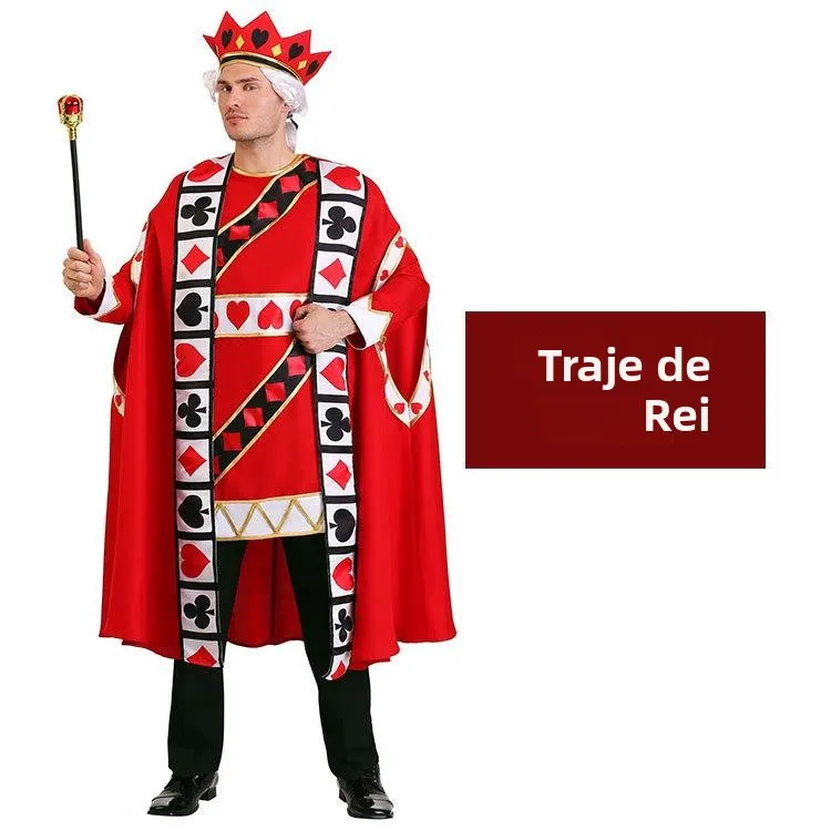 Disfraz de Halloween de Alicia en el País de las Maravillas para Actuación Escénica, Disfraz de Rey y Reina de Corazones Rojos y Diamantes Rojos para Adultos y Niños, Hanfu Tradicional